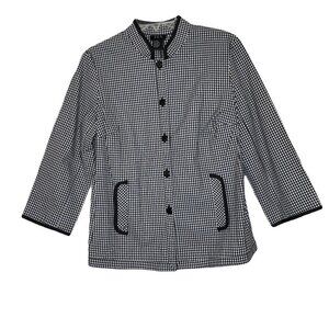 RQT Blk & Wht Gingham Check Cotton Blend Blazer - Sz 12 LN